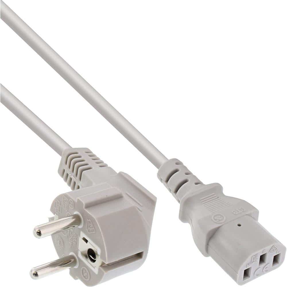 Подовжений/кольоровий мережевий кабель, захисний контакт під кутом до вилки IEC C13