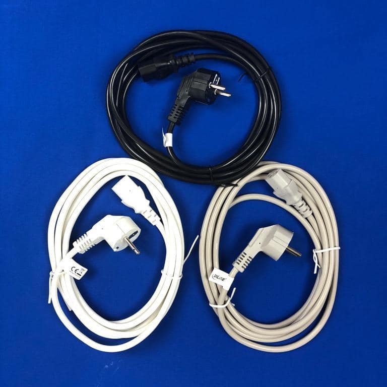 Подовжений/кольоровий мережевий кабель, захисний контакт під кутом до вилки IEC C13